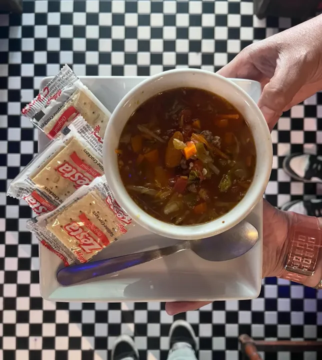A bowl of eggroll soup