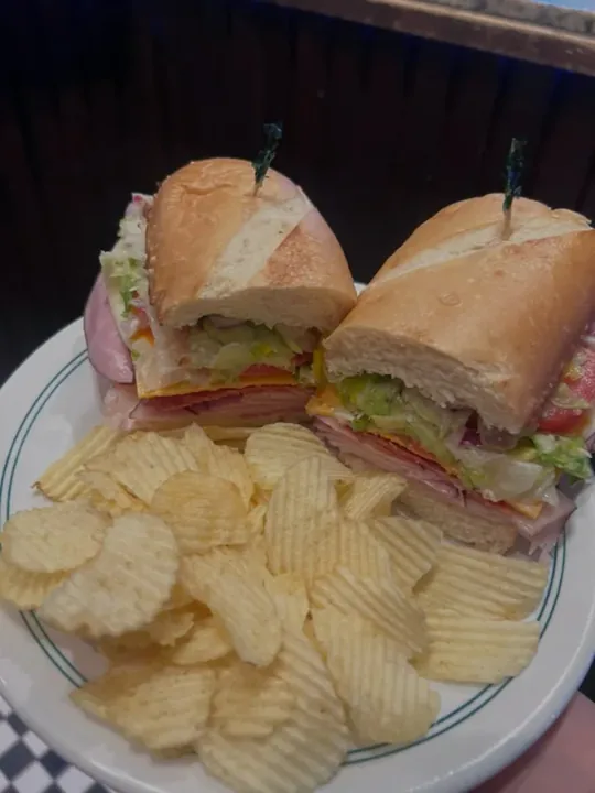 Italian sandwich with chips