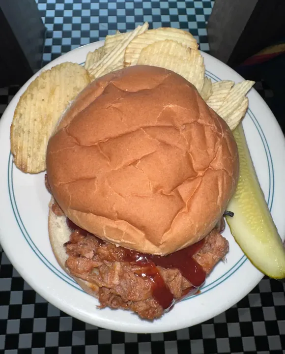 Pulled pork barbecue sandwich
